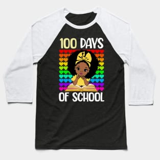 100 Days of School Melanin Girls 100th Day of School Kids Baseball T-Shirt